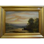 W Williams - Evening on the Exe, oil on board, signed and dated lower centre, 28.