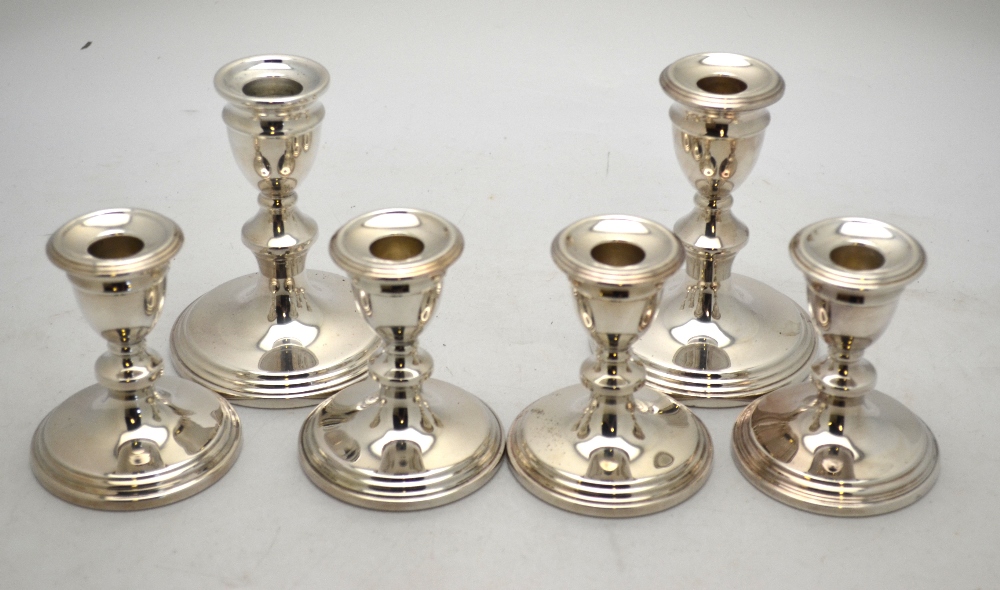 A quantity of electroplated table wares, including three pairs of candlesticks, - Image 2 of 7