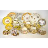 A box of 19th century decorative china, mainly English, including cabinet teacups and saucers,