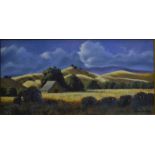 LaMar Rowbury (d 2013) - Californian hay fields, oil on board, signed lower right,