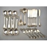 A matched quantity of fiddle, thread and shell flatware and cutlery,