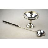 A 19th century French punch ladle with lipped bowl on twisted whalebone stem, .
