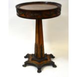 A 19th/20th century French Empire style gilt metal mounted walnut circular stand with swag