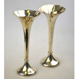 A pair of Edwardian silver trumpet-shaped vase-flutes on weighted bases, S. Blackensee & Sons Ltd.