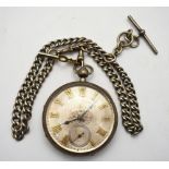 A late Victorian silver pocket watch with key-wind fusee and lever movement, no.