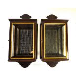 A pair of Georgian style glazed mahogany mirror backed wall mounted display cases,