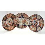 Three Japanese Imari dishes, variously decorated,