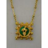 A Salvador Dali design 18k square pendant, 'La Madonna de Port Lligat',