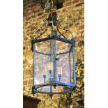 A pair of Georgian style hexagonal hanging lanterns,