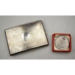 A Hong Kong Chinese Sterling cigarette case, engraved with 7th Hussars badge,