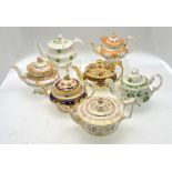 Seven Ridgway 19th century teapots and covers, c.