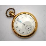 An Elgin gilt metal pocket watch with top-wind movement,