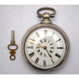 A Victorian silver pair-case pocket watch with fusee movement,