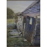 Richard Bolton - Corrugated barn, watercolour, signed and dated 92 lower left, 39.