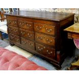 An 18th century cross-banded oak mule chest, Lancashire,