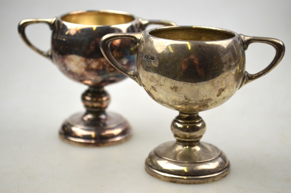 A cased pair of late Victorian parcel gilt open salts of quatrefoil form, Sheffield 1894, - Image 3 of 4