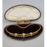 WITHDRAWN A Victorian bloomed gold fringe necklace set overall with half pearls,