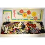 A very large collection of vintage silk and velvet floral corsages