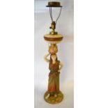 James Hadley (1837-1903) for Royal Worcester porcelain figural oil lamp (converted to electricity)