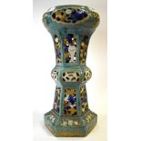 A Chinese reticulated sancai glazed pottery stand, 20th century, 75 cm h.