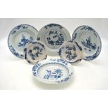 Four Chinese blue and white soup plates,