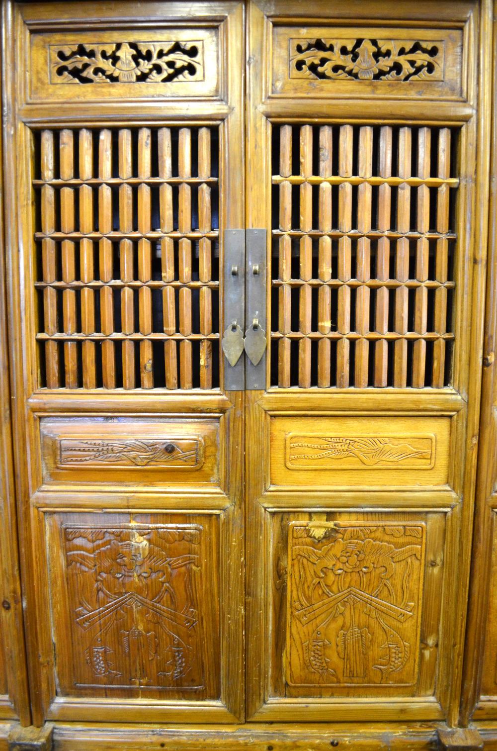 A Chinese softwood food cupboard, - Image 3 of 4
