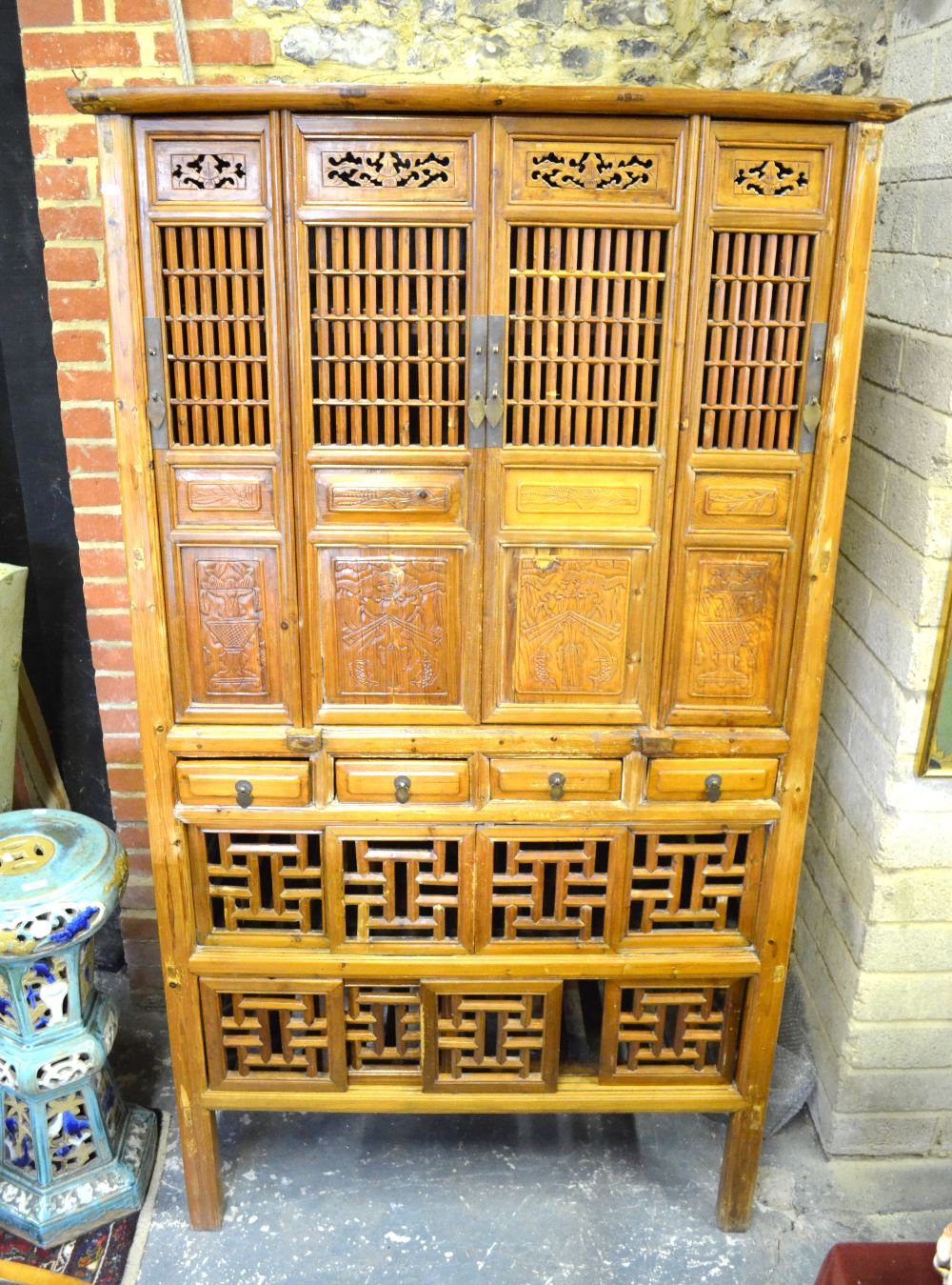 A Chinese softwood food cupboard,