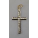 A white and yellow metal cross set overall with old and brilliant cut diamonds,