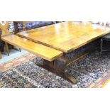A substantial oak refectory dining table,