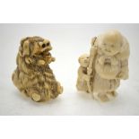 A Japanese ivory netsuke of a Shi Shi, 4 cm h.