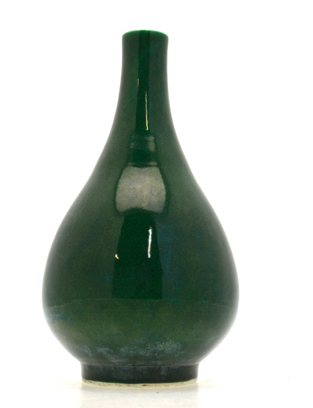 A Chinese pear shaped apple green close crackle glazed vase, - Image 4 of 6