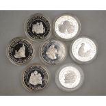 Seven various silver proof Royal Commemorative Commonwealth coins,