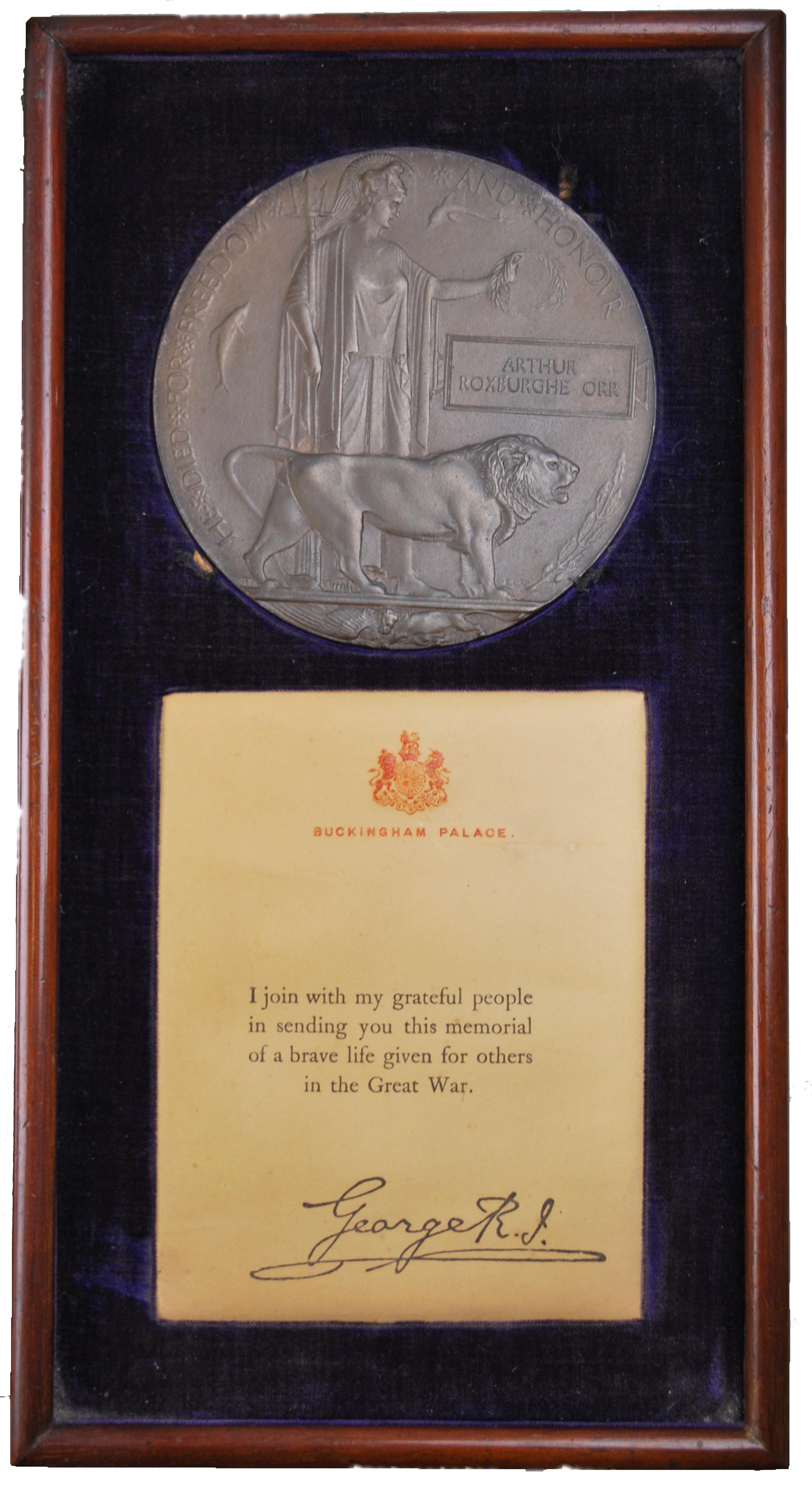 A rare WWI casualty trio and memorial plaque to Captain Arthur Roxburghe Orr, - Image 4 of 10