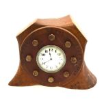 A World War I period French propellor boss mantel clock with Buren movement and white enamelled