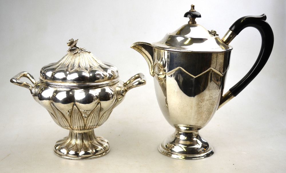 A German two-handled pot and cover of organic form, with rose finial, - Image 4 of 4