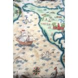 Pair of lined and inter-lined nursery curtains printed with treasure maps and sailing vessels,