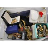 A collection of vintage and later costume jewellery including Swarovski necklace in original box