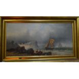 G Gray - Fishermen setting sail, oil on canvas, signed lower right,