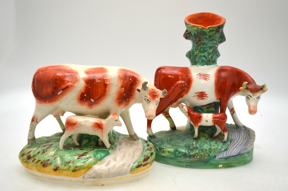 A Victorian Staffordshire model of a cow