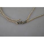 A two-row graduated cultured pearl neckl