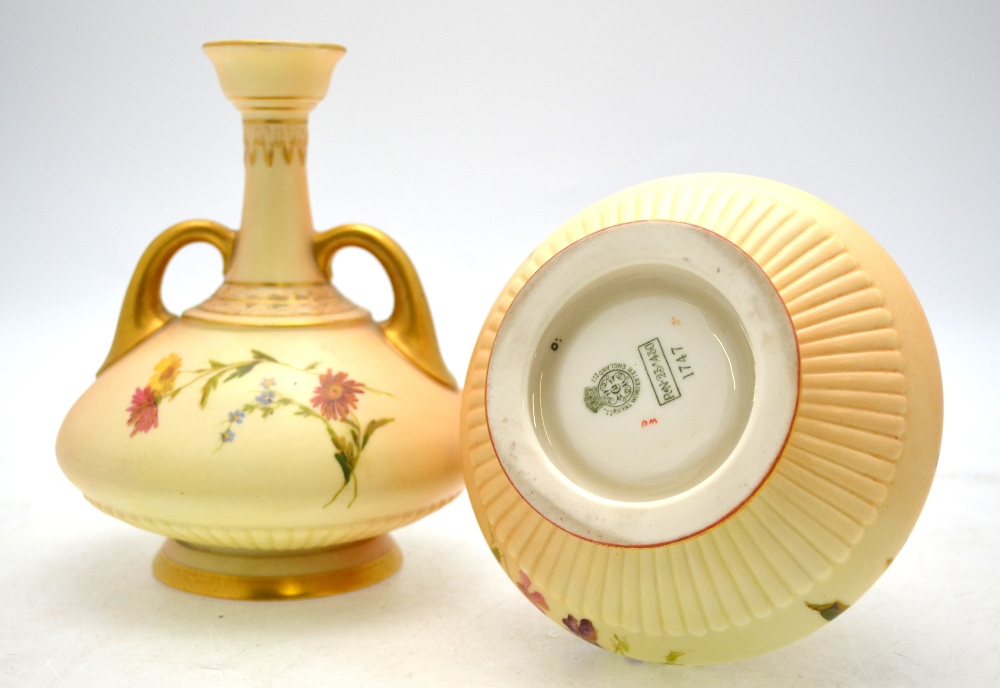 A pair of Royal Worcester blush ground t - Image 7 of 7