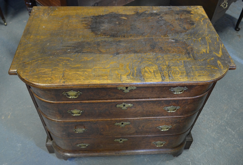 An 18th century oak bowfront chest of fo - Image 3 of 4