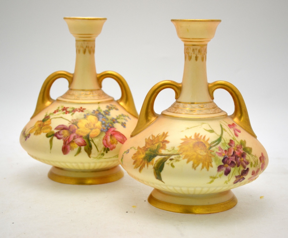 A pair of Royal Worcester blush ground t