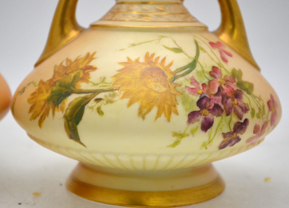 A pair of Royal Worcester blush ground t - Image 3 of 7