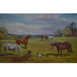 Waller - Horses in a paddock, oil on can