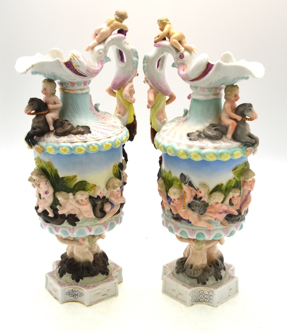 A continental pair of porcelain wine fla - Image 3 of 5