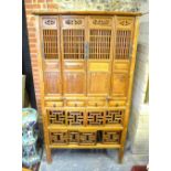 A Chinese softwood food cupboard, the ve