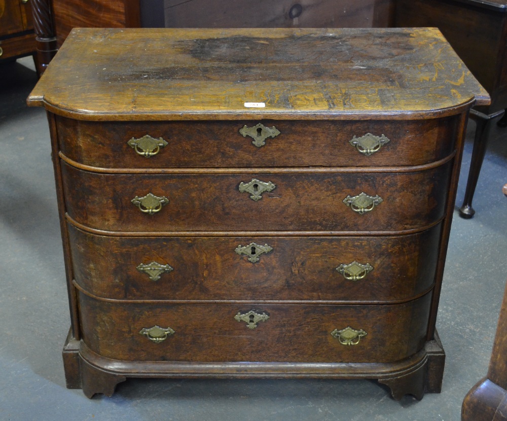 An 18th century oak bowfront chest of fo