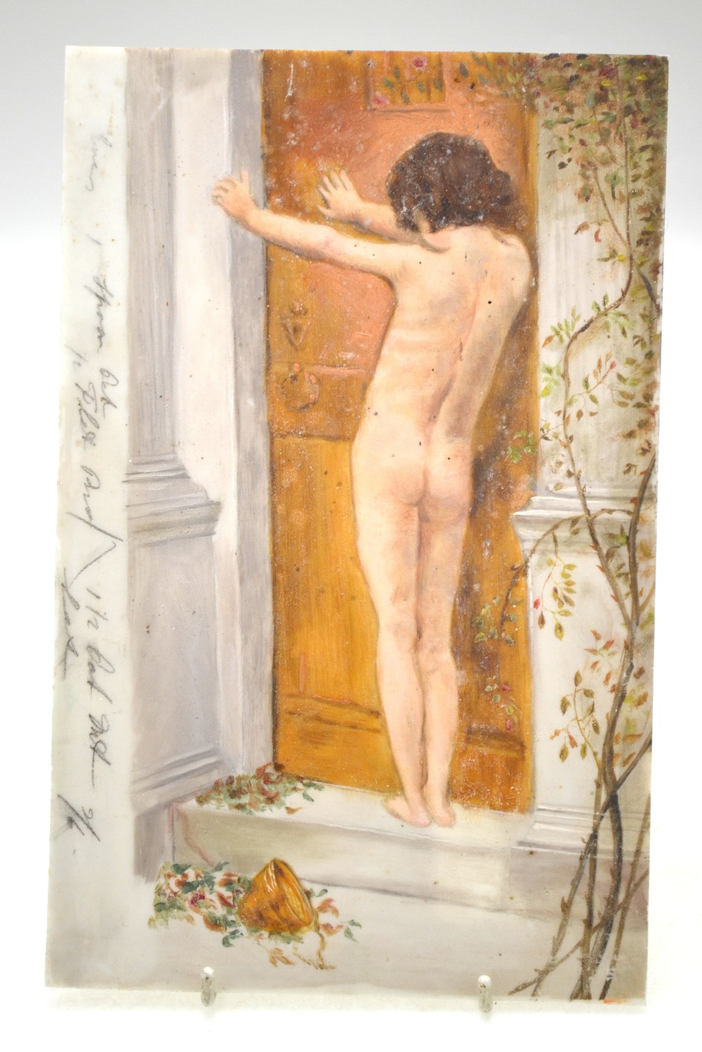 A rectangular porcelain plaque painted w