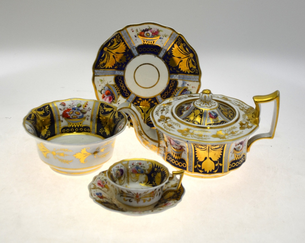 Ridgway Victorian Old English tea wares, mazarine blue and gilt with floral panels, - Image 3 of 5